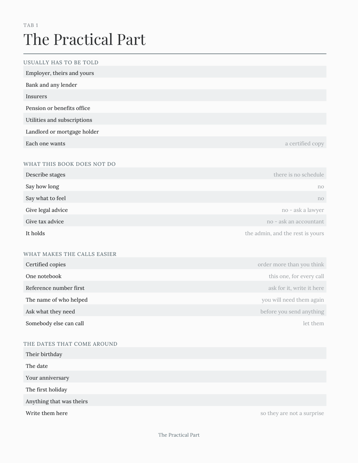 The Grief Companion 2027 — sample page 2
