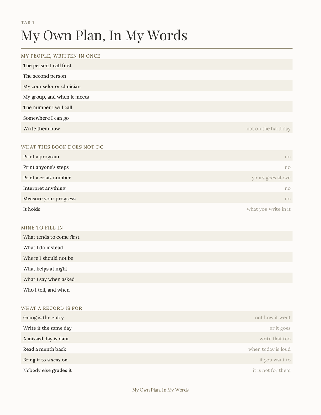 The Recovery Companion 2027 — sample page 2