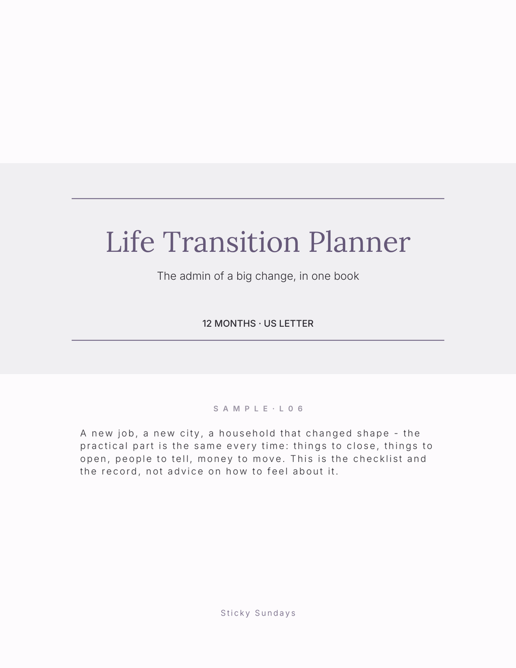The Life Transition Planner 2027 title page