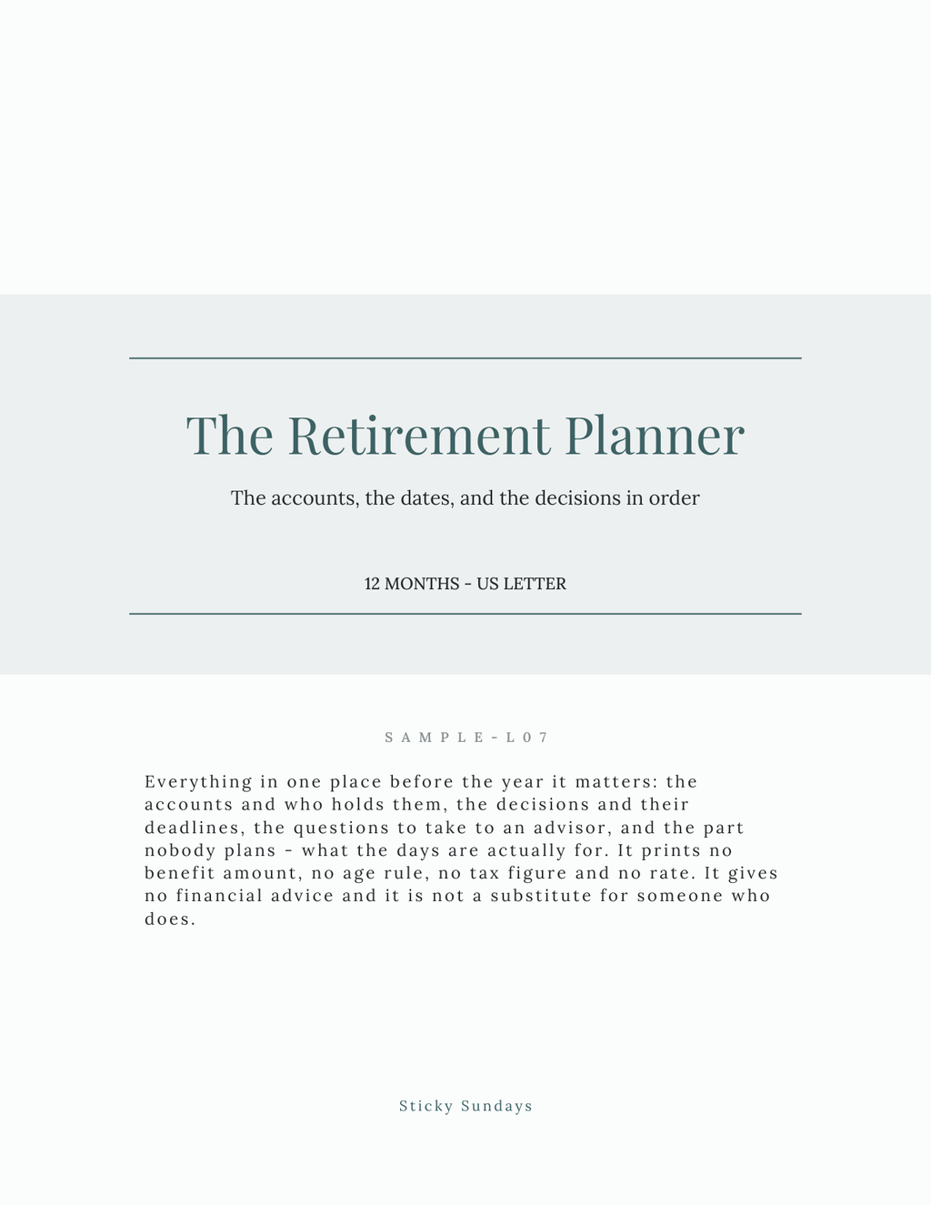 The Retirement Planner 2027 title page