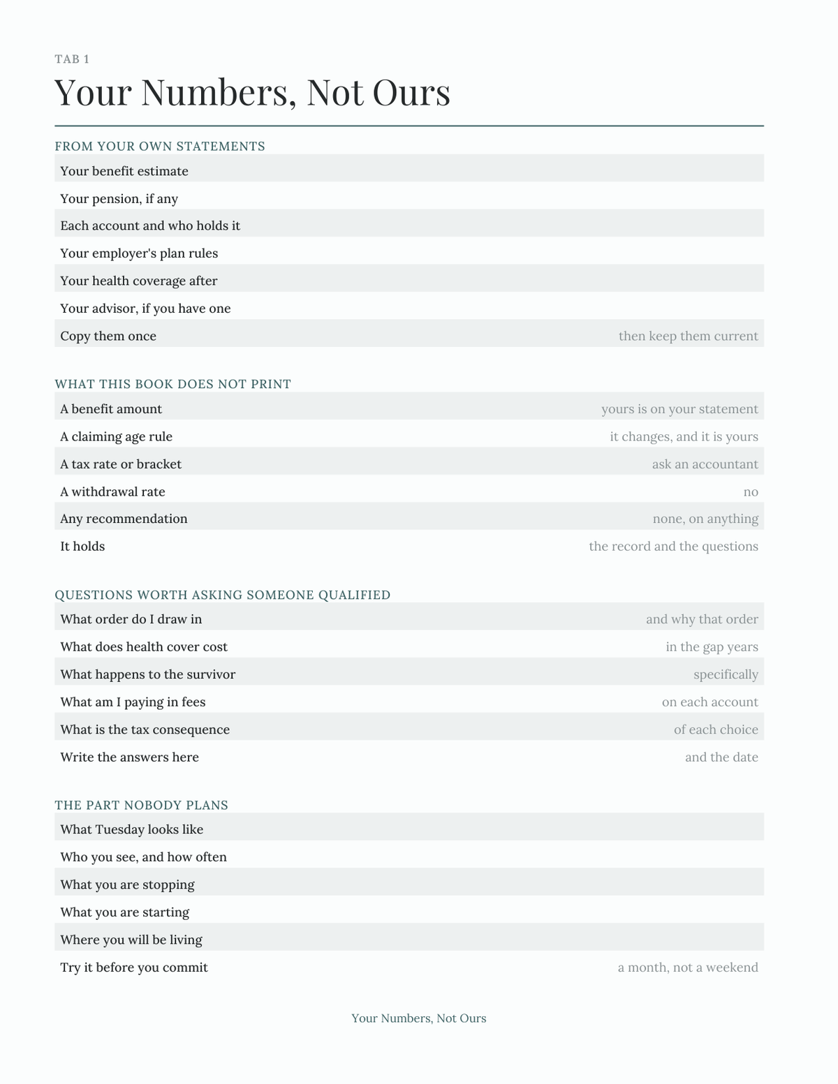 The Retirement Planner 2027 — sample page 2