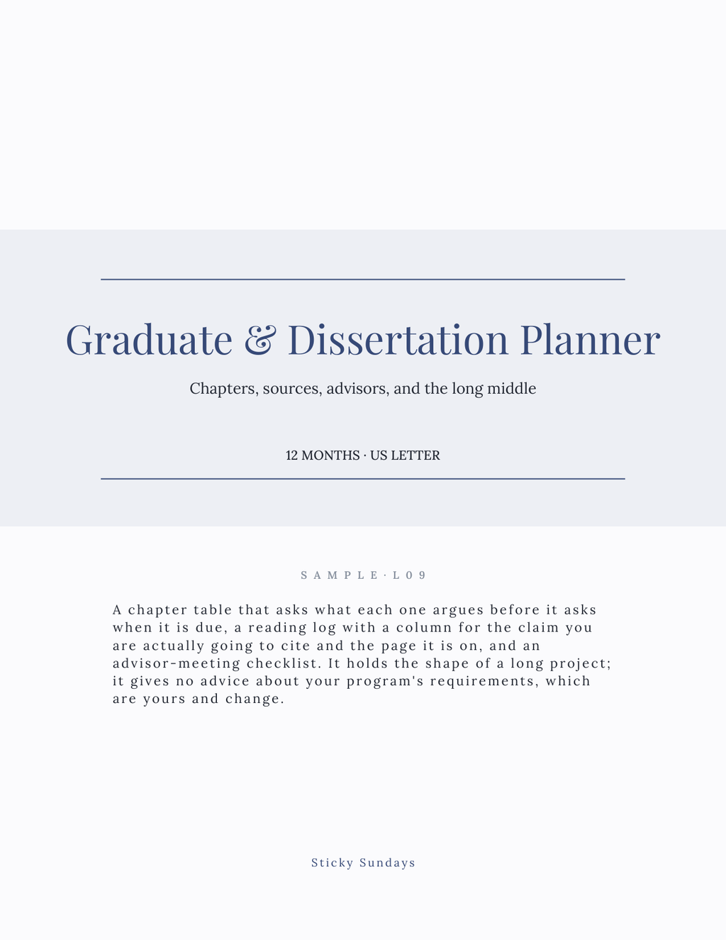 The Graduate & Dissertation Planner 2027 title page