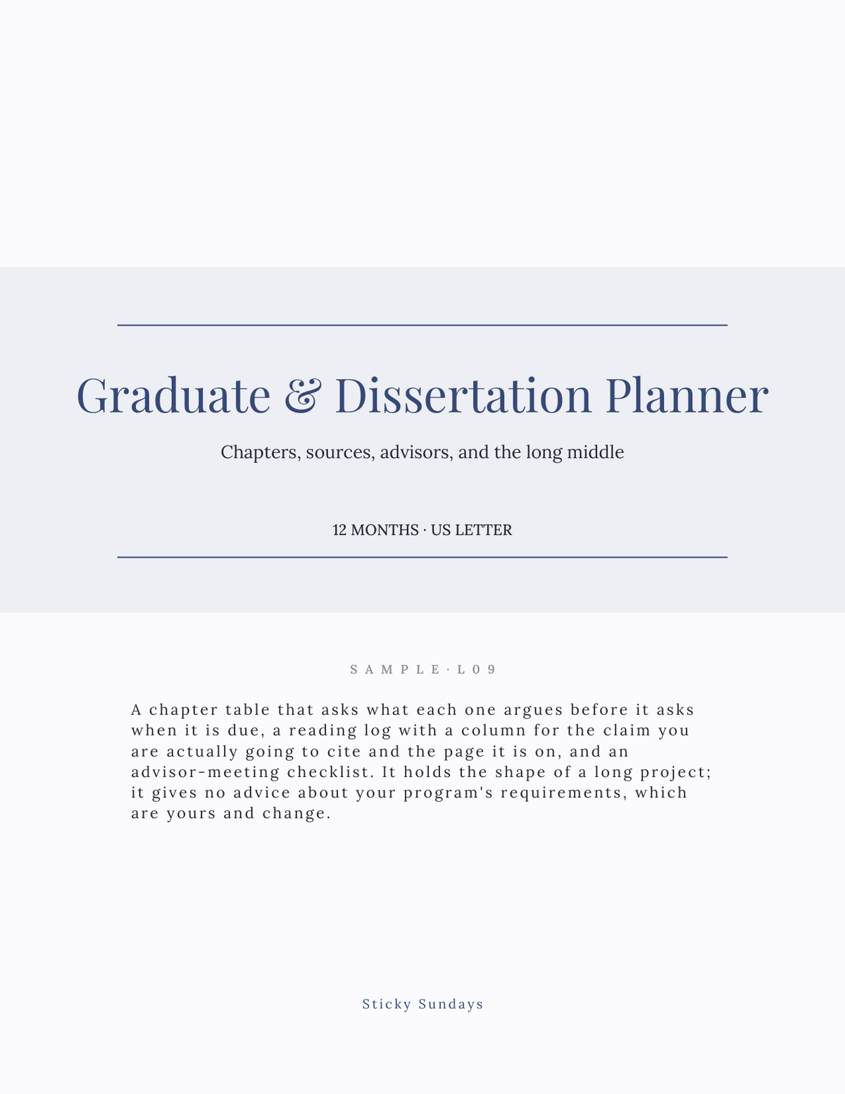 The Graduate & Dissertation Planner 2027 title page