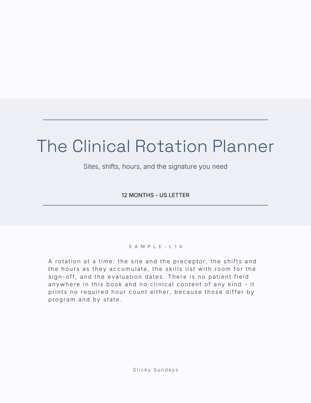 The Clinical Rotation Planner 2027 title page