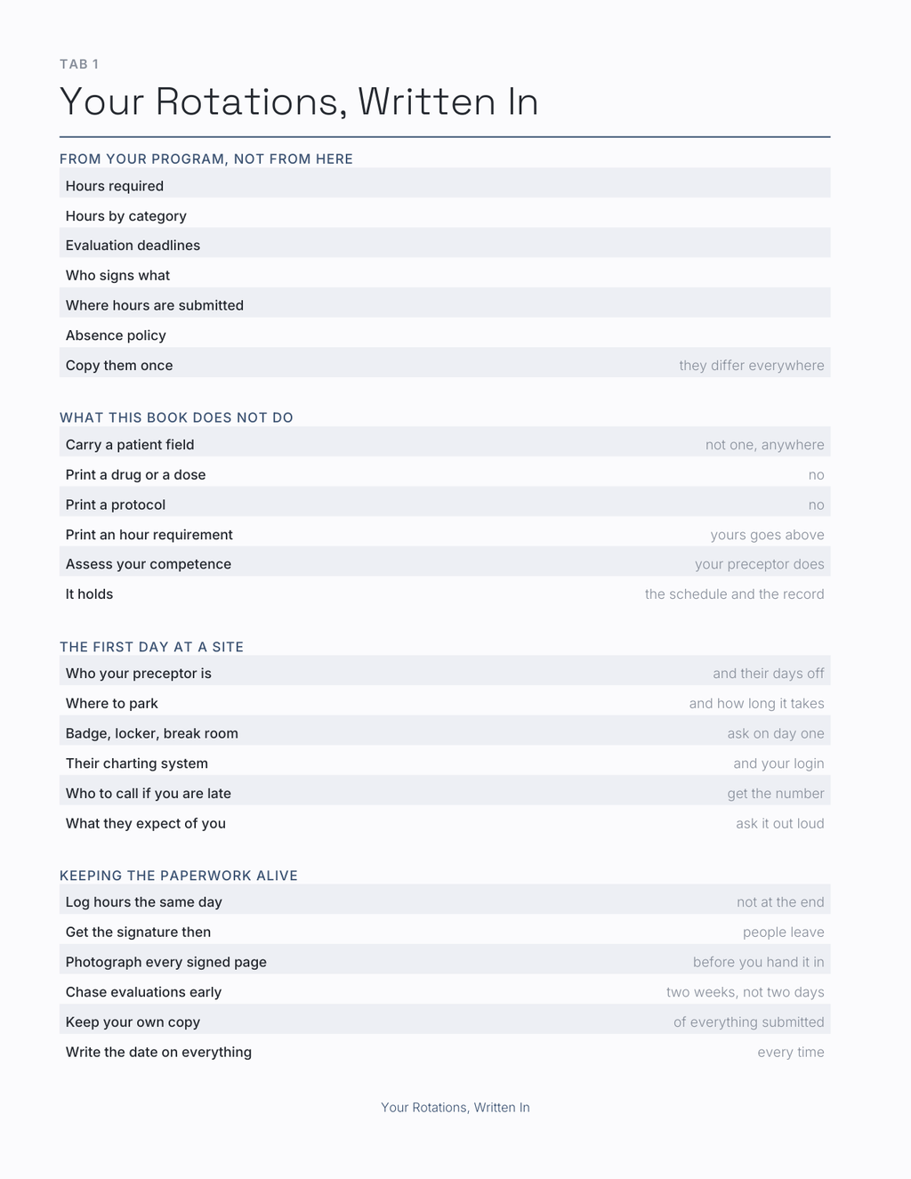 The Clinical Rotation Planner 2027 — sample page 2