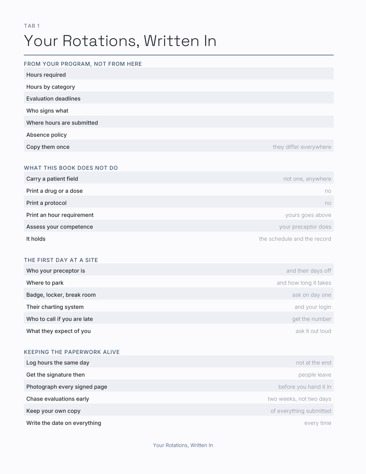 The Clinical Rotation Planner 2027 — sample page 2