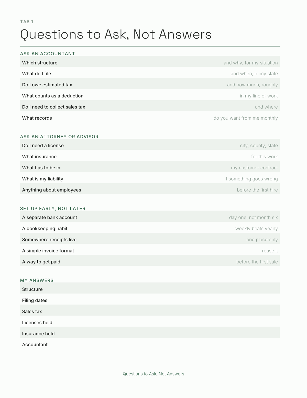 The Small Business First Year Planner 2027 — sample page 2