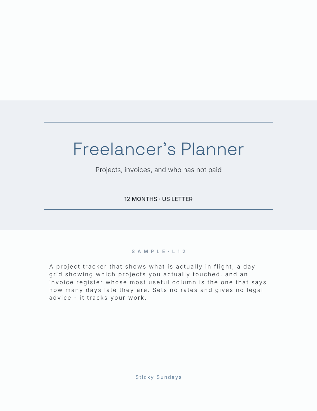 The Freelancer's Planner 2027 title page