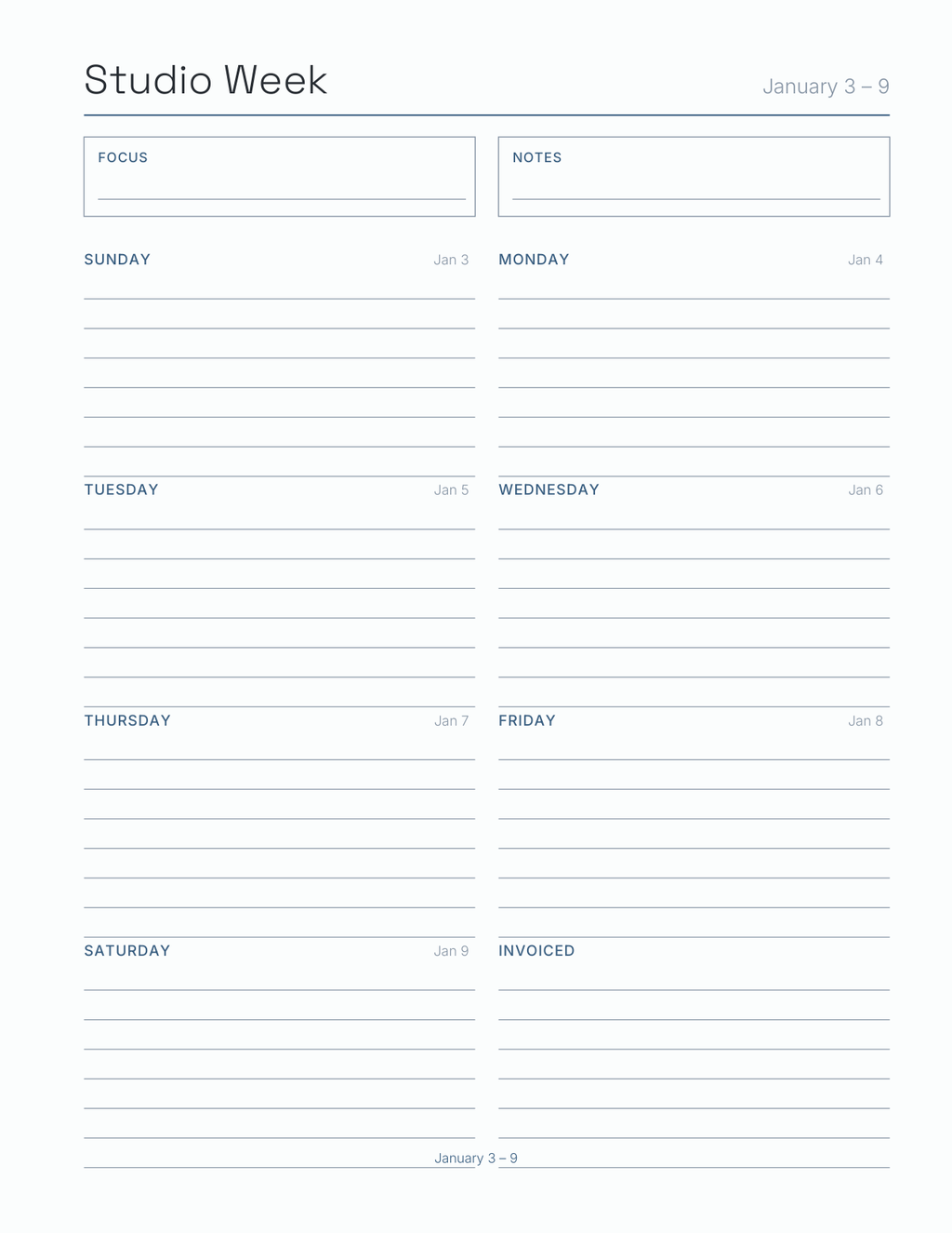 The Freelancer's Planner 2027 — sample page 7