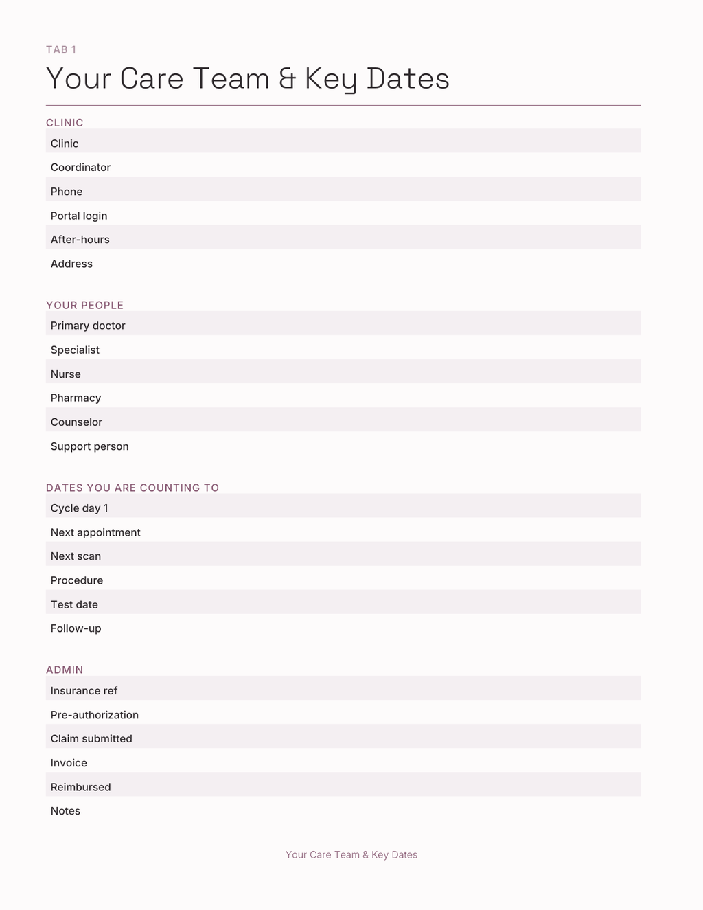 The Fertility Planner 2027 — sample page 2