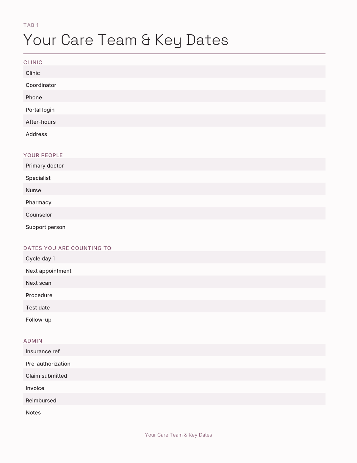The Fertility Planner 2027 — sample page 2