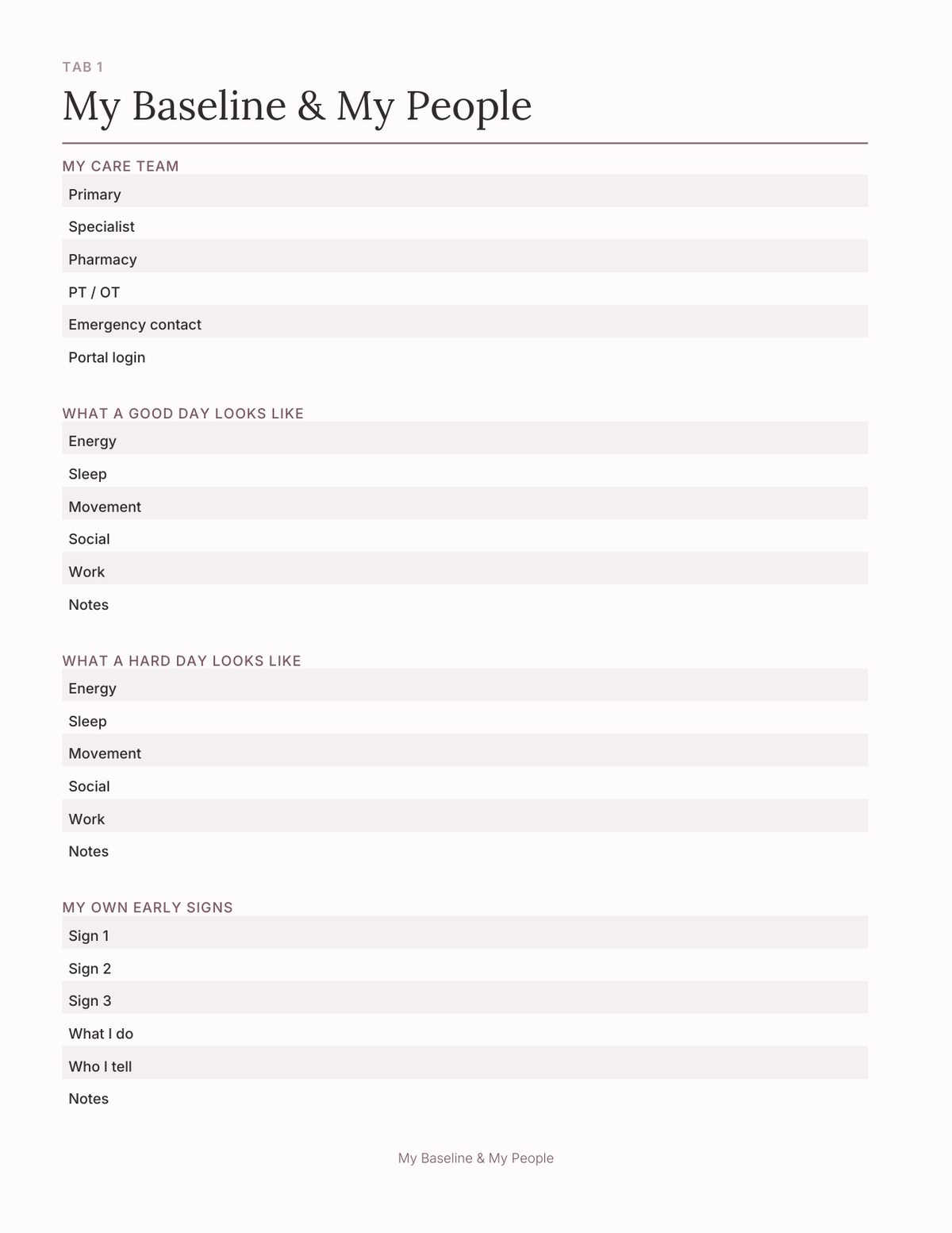 The Chronic Illness & Pacing Planner 2027 — sample page 2