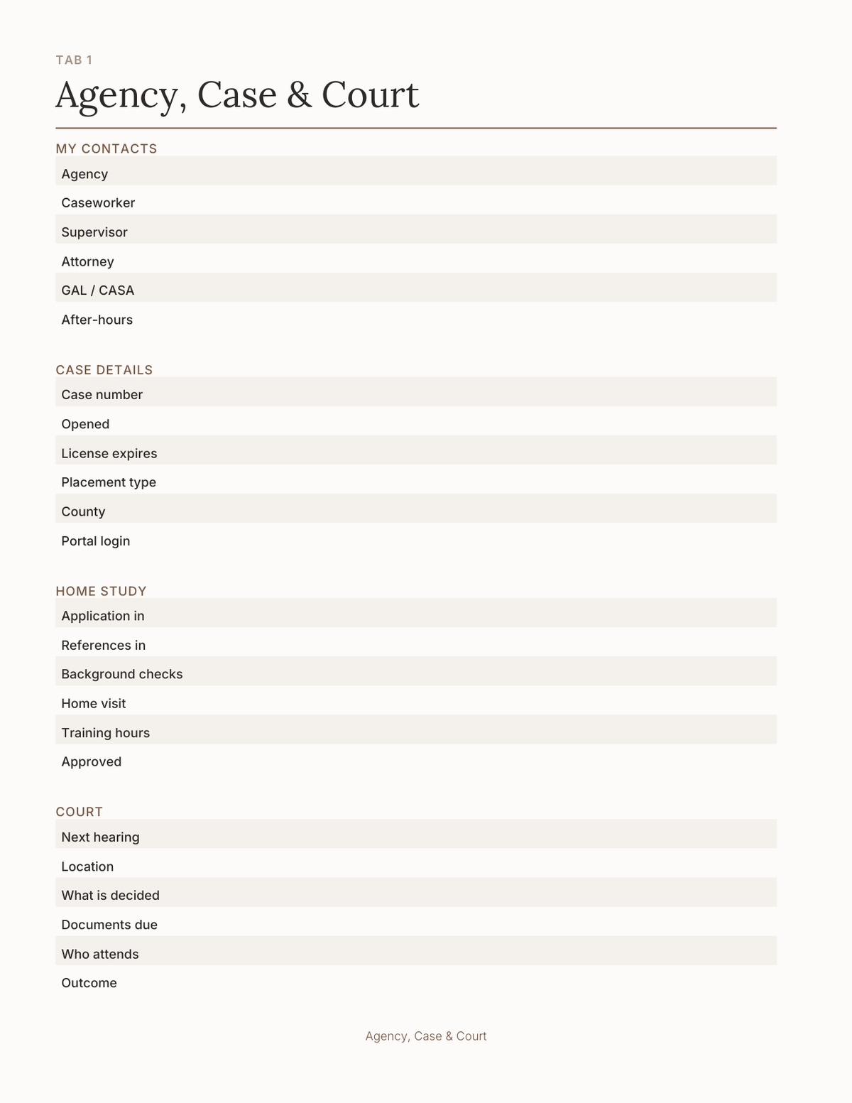 The Adoption & Foster Planner 2027 — sample page 2