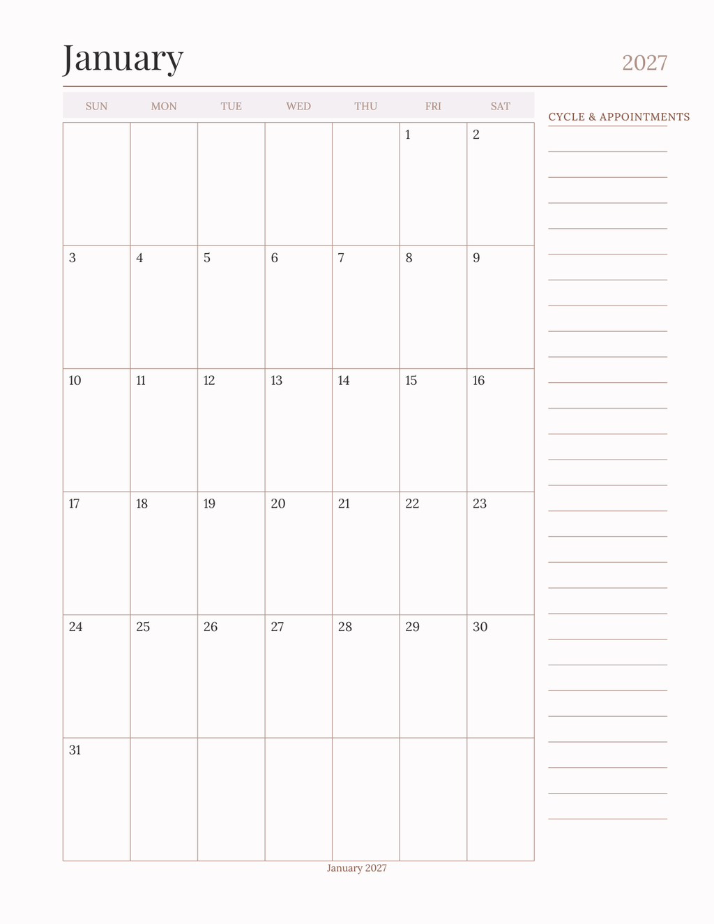 The Midlife & Menopause Tracker 2027 — sample page 5