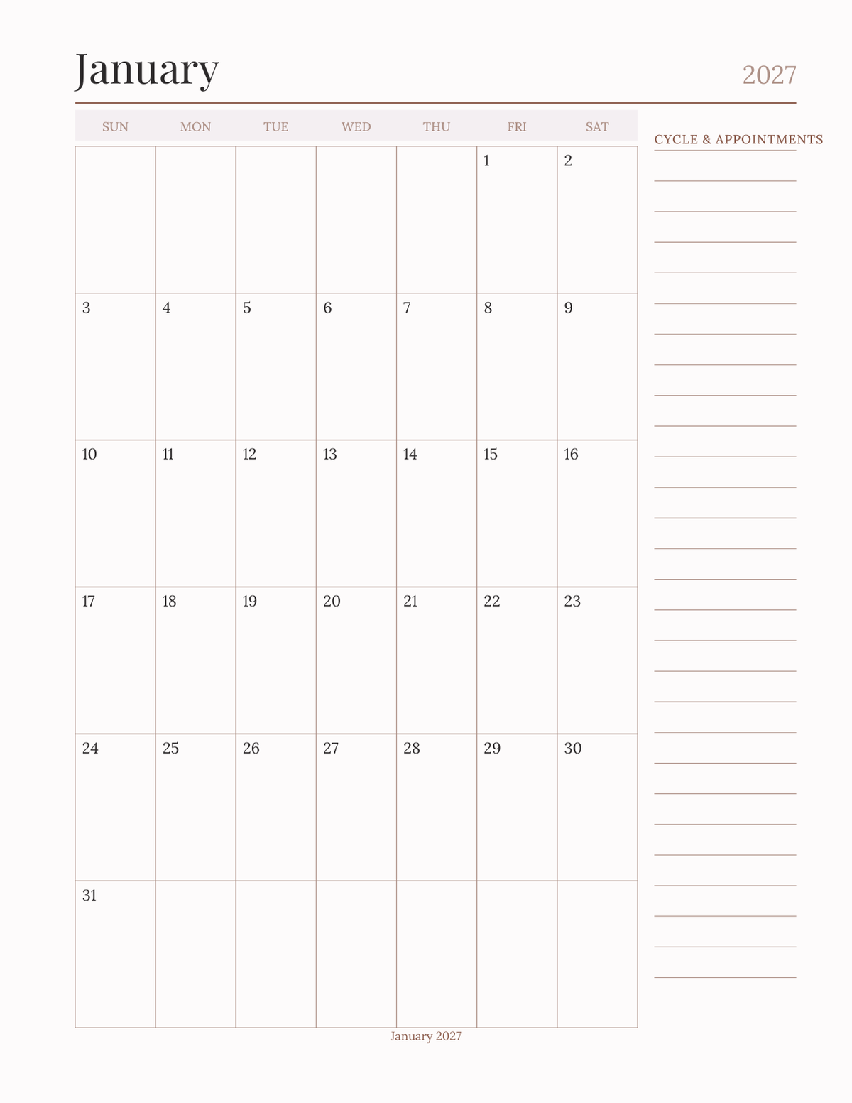 The Midlife & Menopause Tracker 2027 — sample page 5