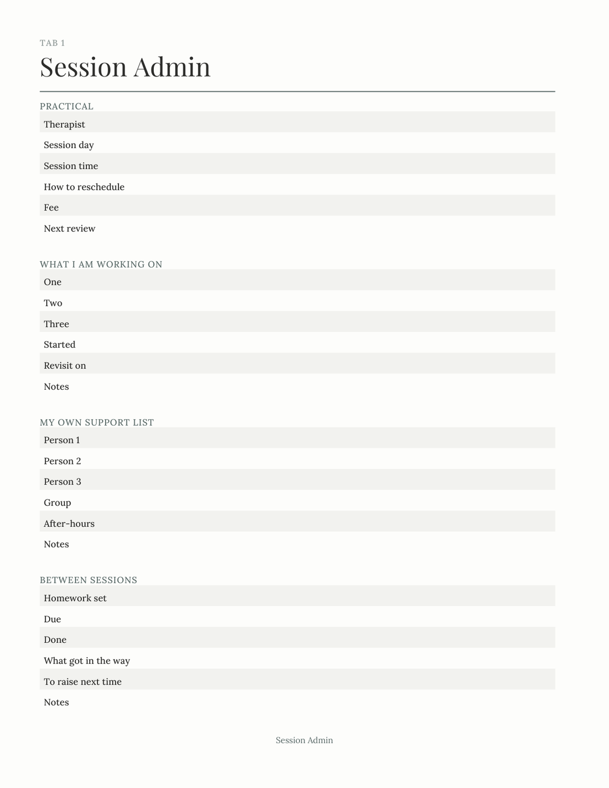 The Therapy Companion Journal 2027 — sample page 2