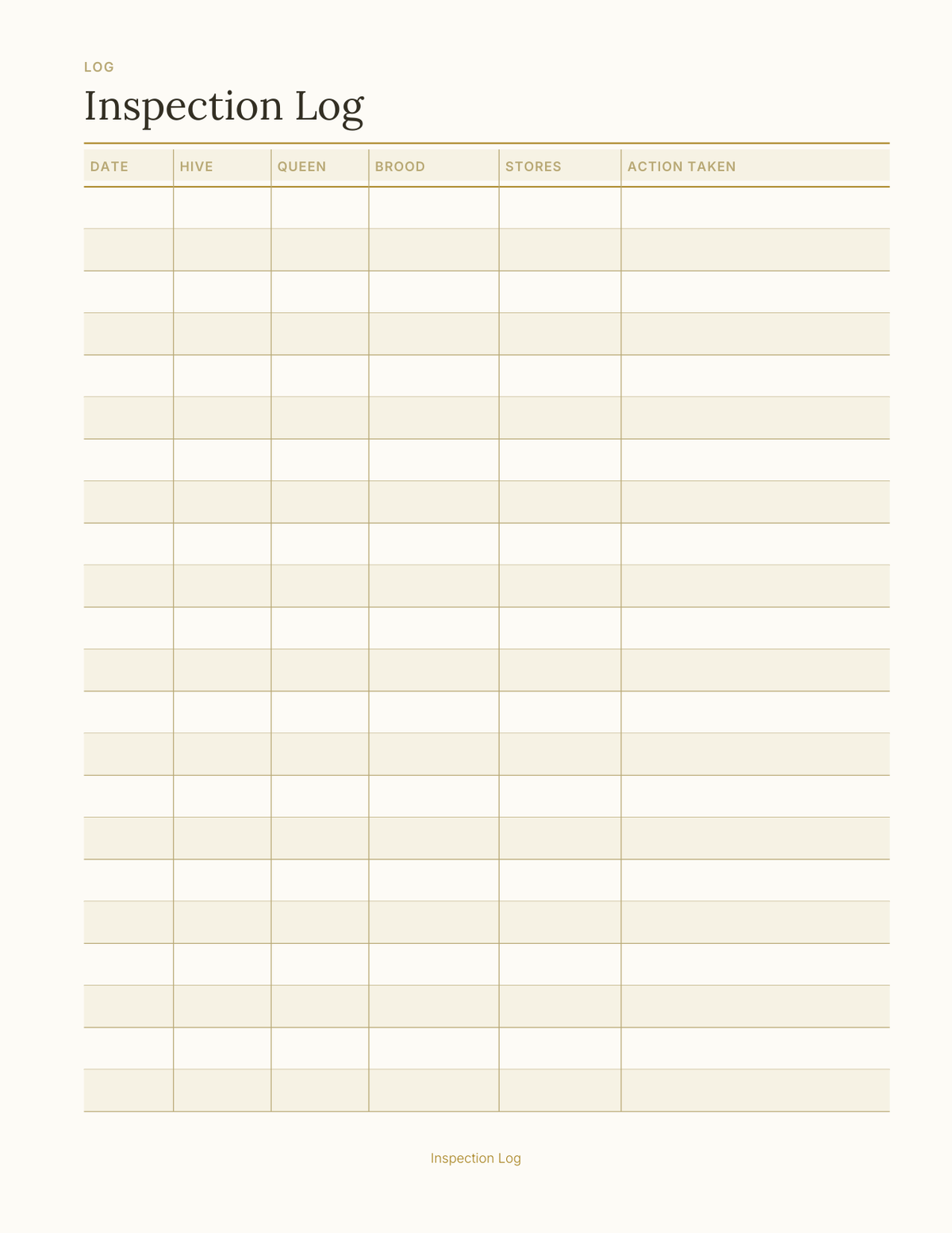 The Beekeeping Planner 2027 — sample page 3