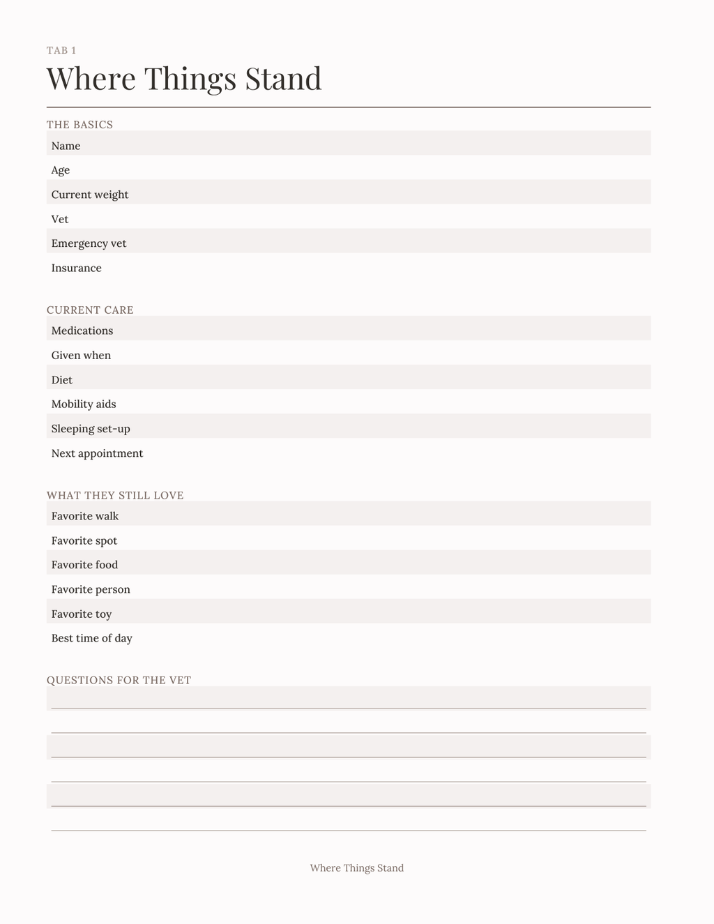The Senior Pet Planner 2027 — sample page 2