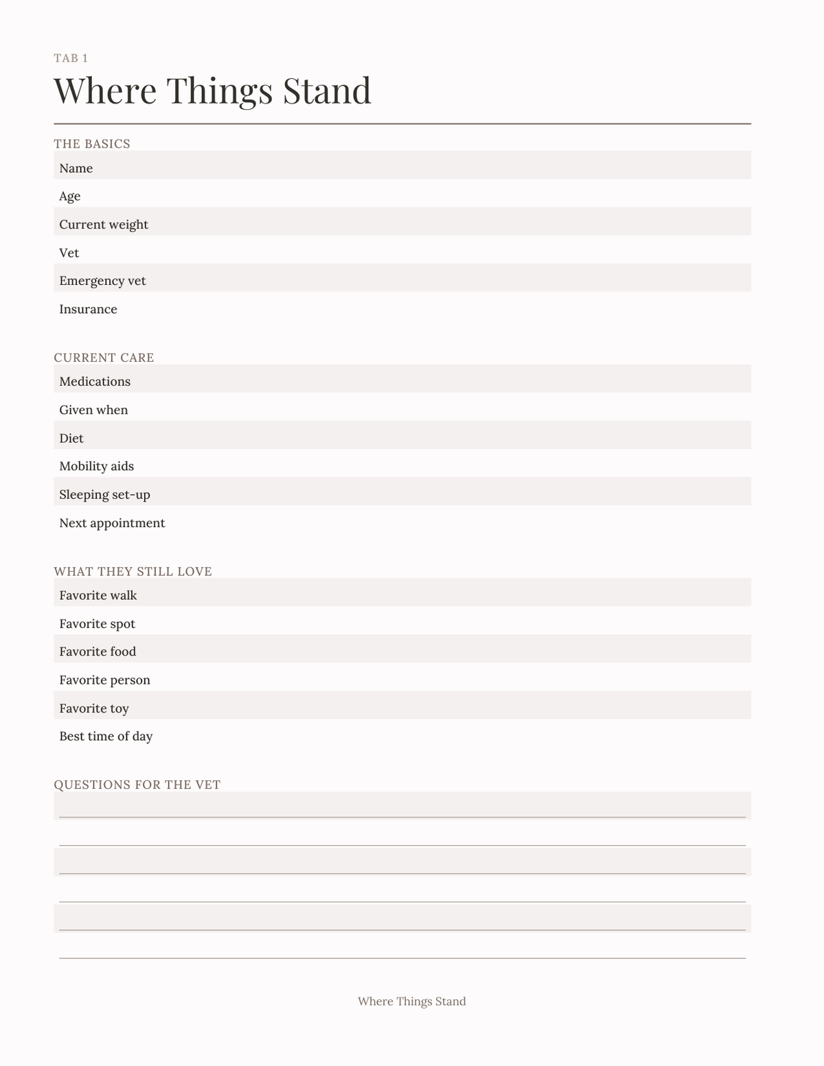 The Senior Pet Planner 2027 — sample page 2