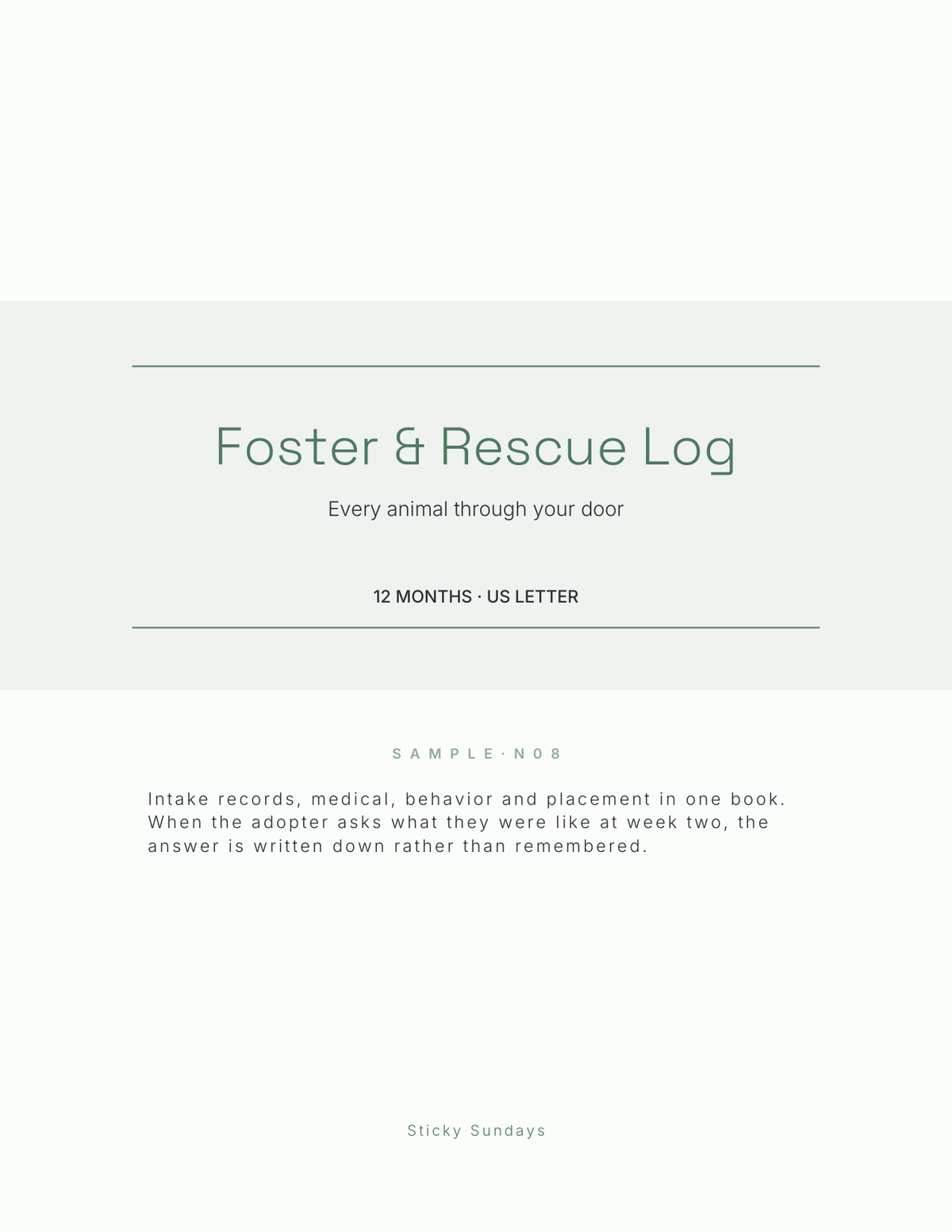 The Foster & Rescue Log 2027 cover