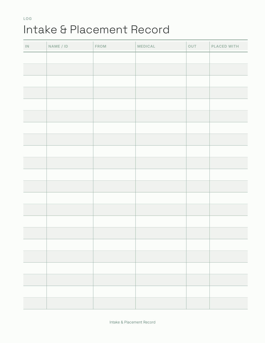 The Foster & Rescue Log 2027 — sample page 3