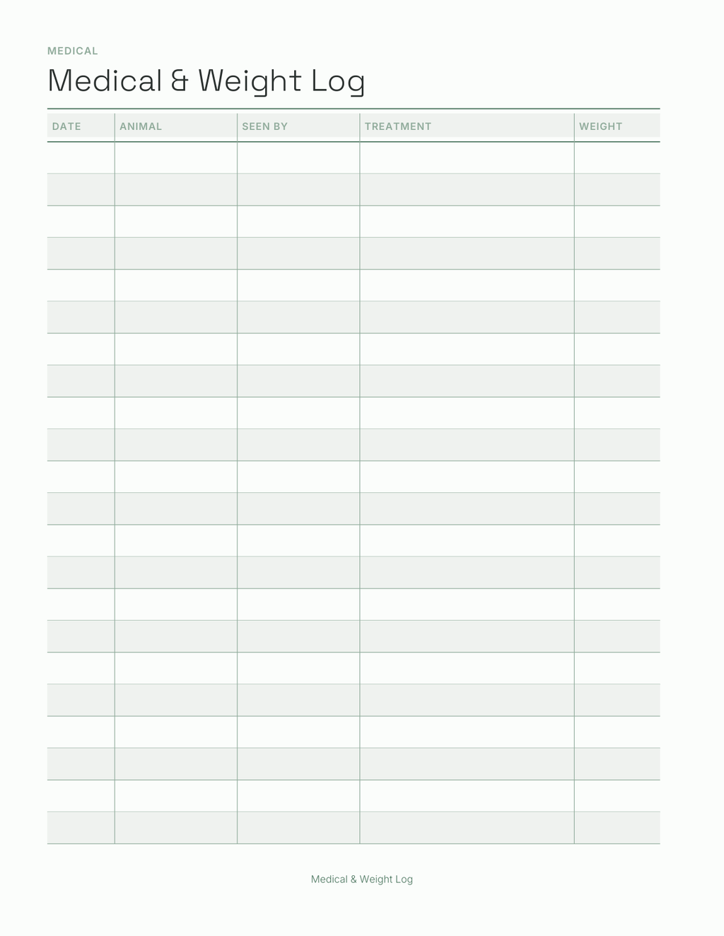 The Foster & Rescue Log 2027 — sample page 4