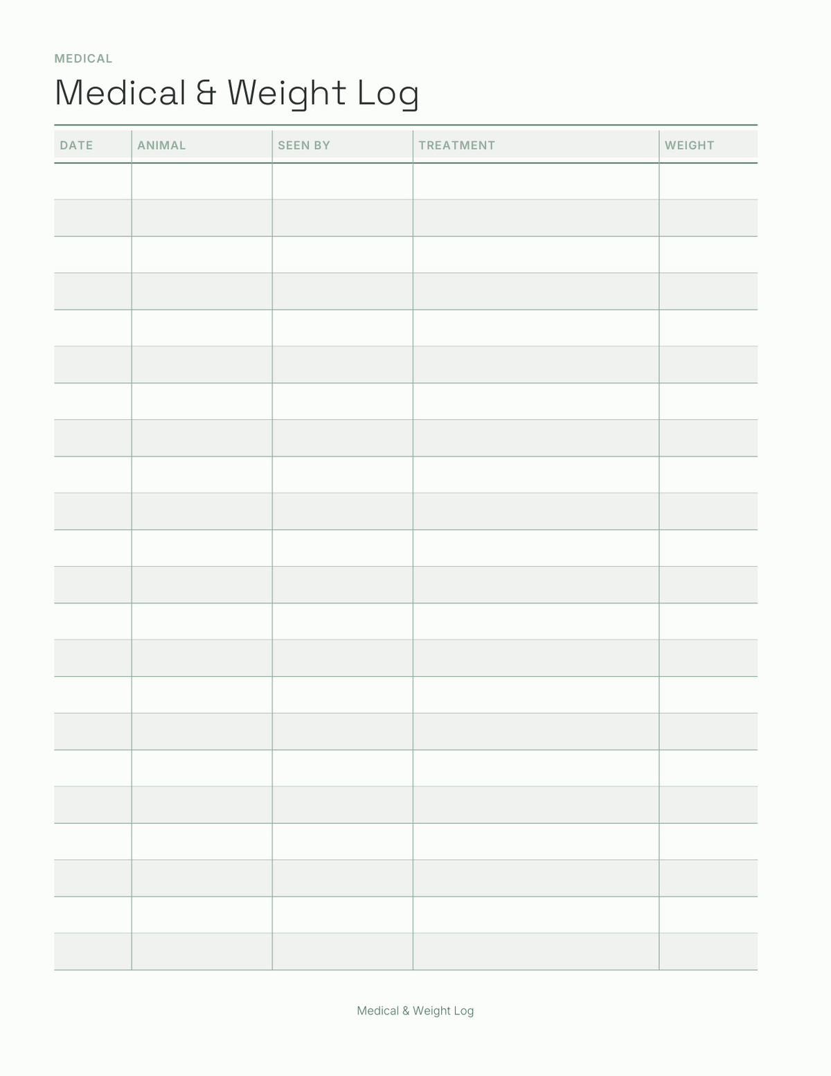 The Foster & Rescue Log 2027 — sample page 4