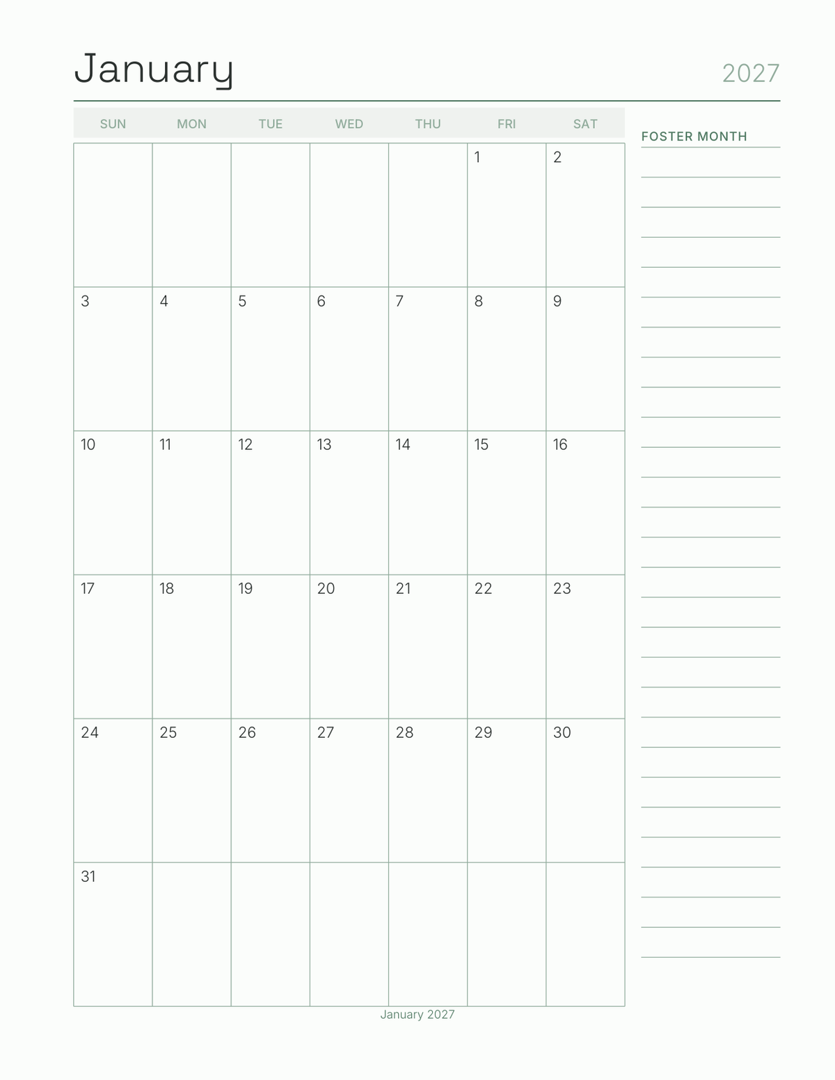 The Foster & Rescue Log 2027 — sample page 5