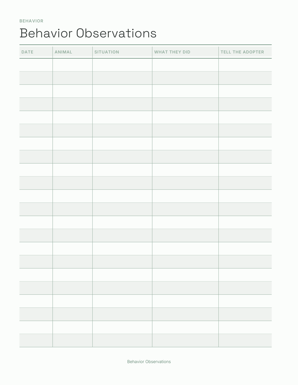 The Foster & Rescue Log 2027 — sample page 8