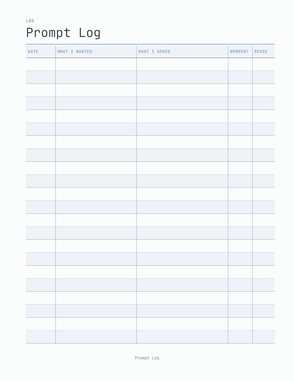 The Prompt Planner 2027 — sample page 3