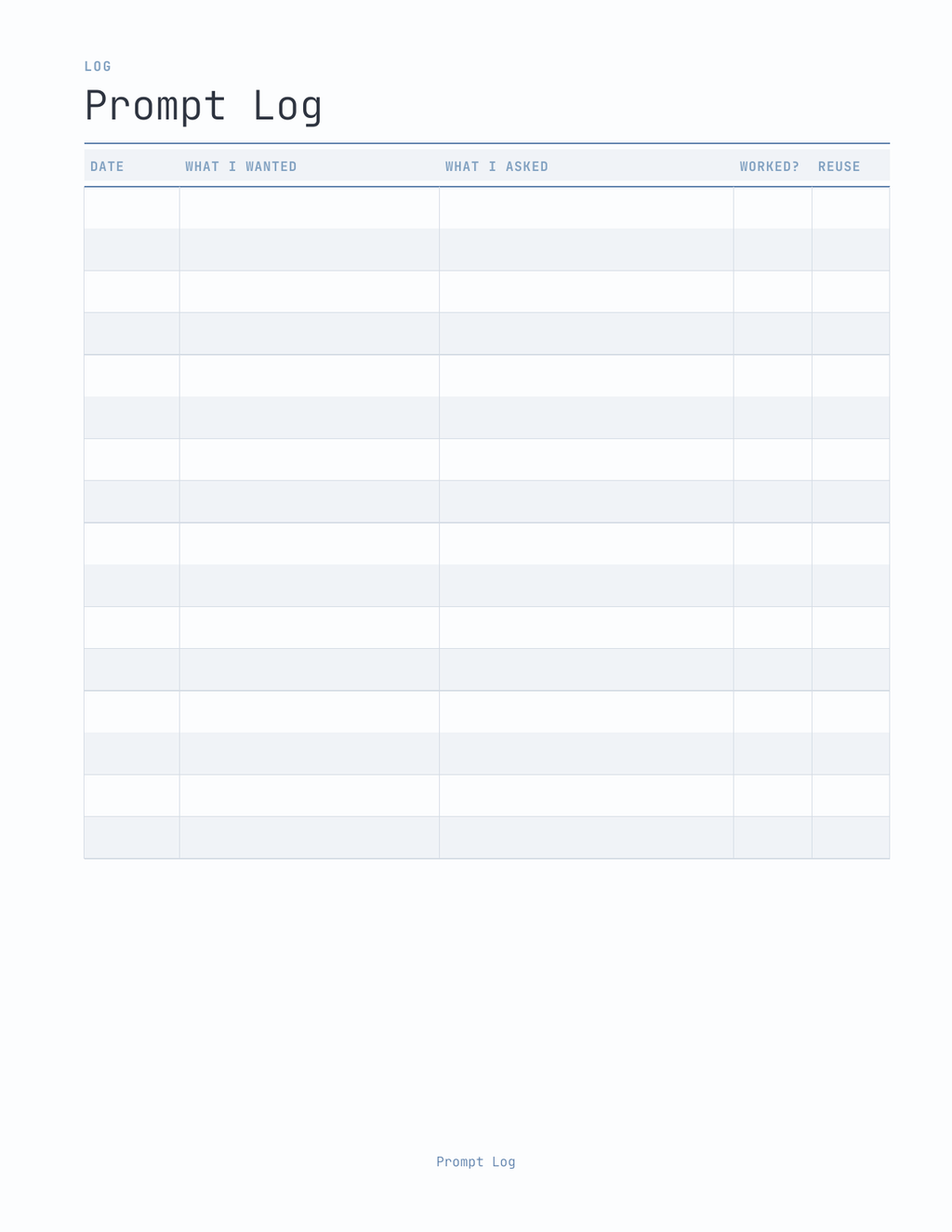 The Prompt Planner 2027 — sample page 3