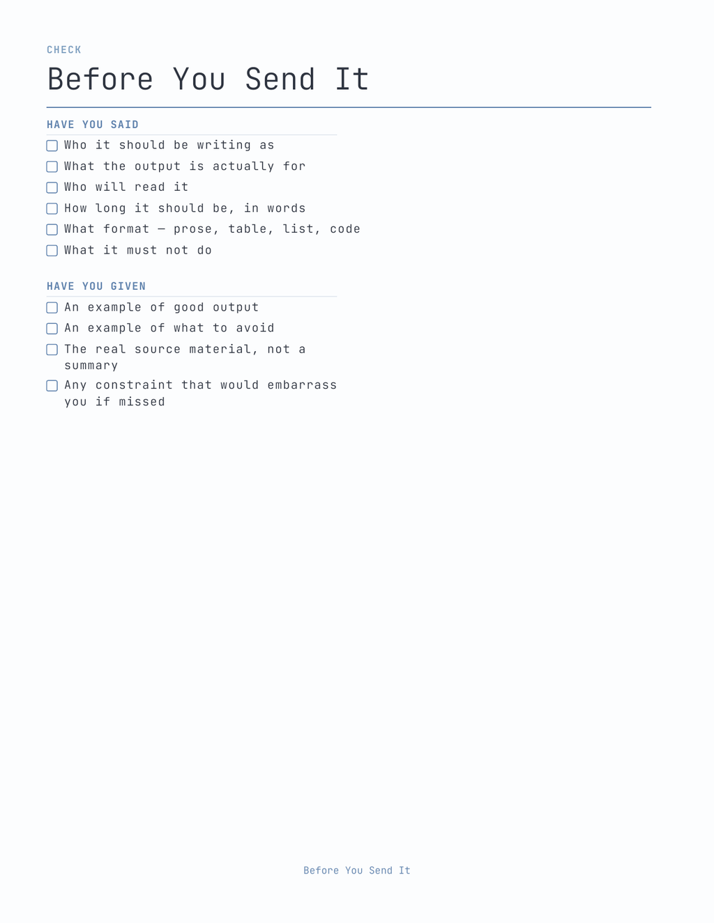 The Prompt Planner 2027 — sample page 4