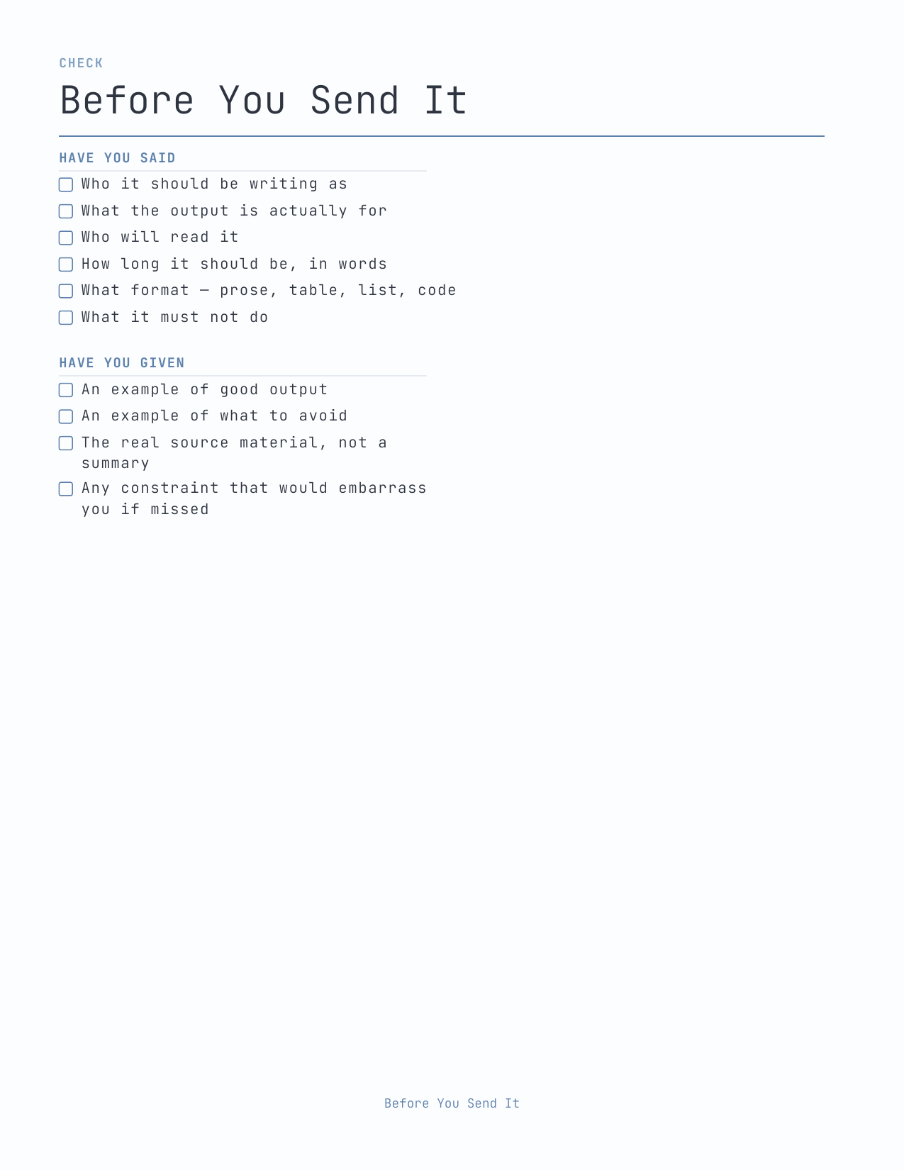 The Prompt Planner 2027 — sample page 4