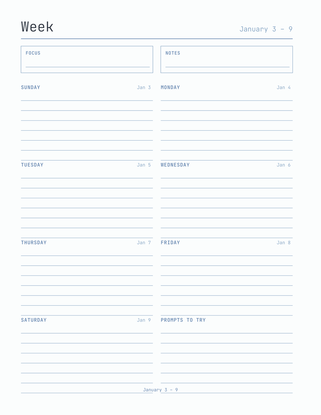 The Prompt Planner 2027 — sample page 6
