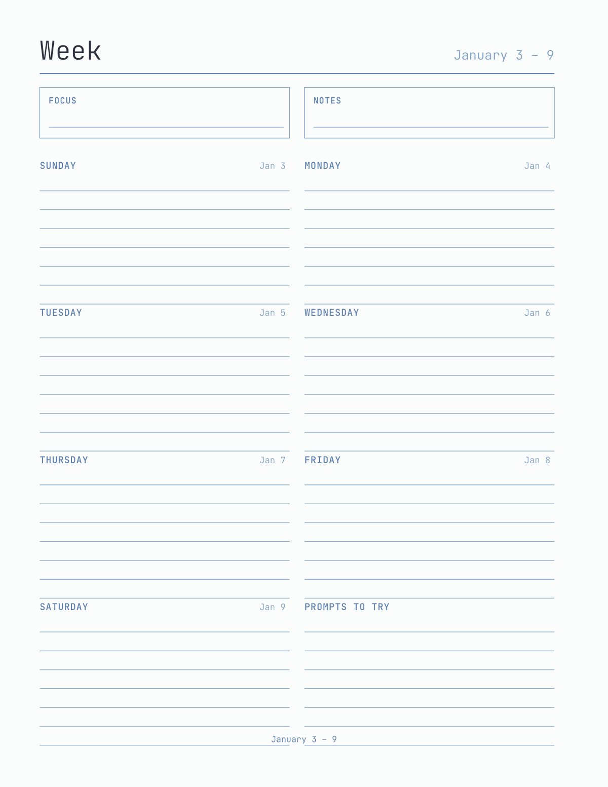 The Prompt Planner 2027 — sample page 6