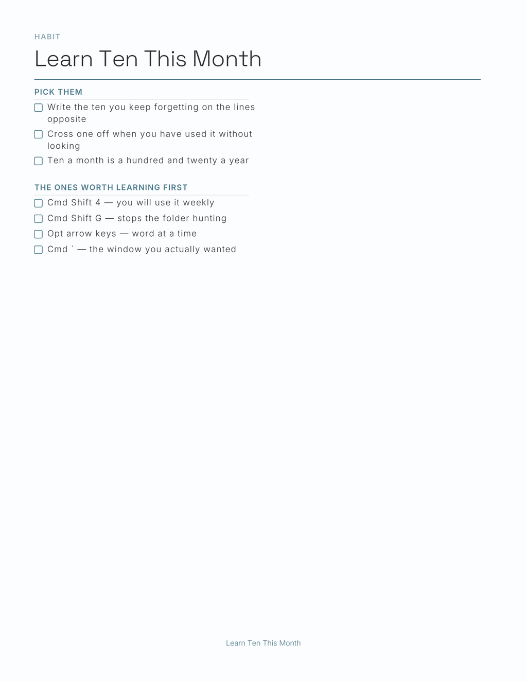 Mac Shortcuts Planner 2027 — sample page 4