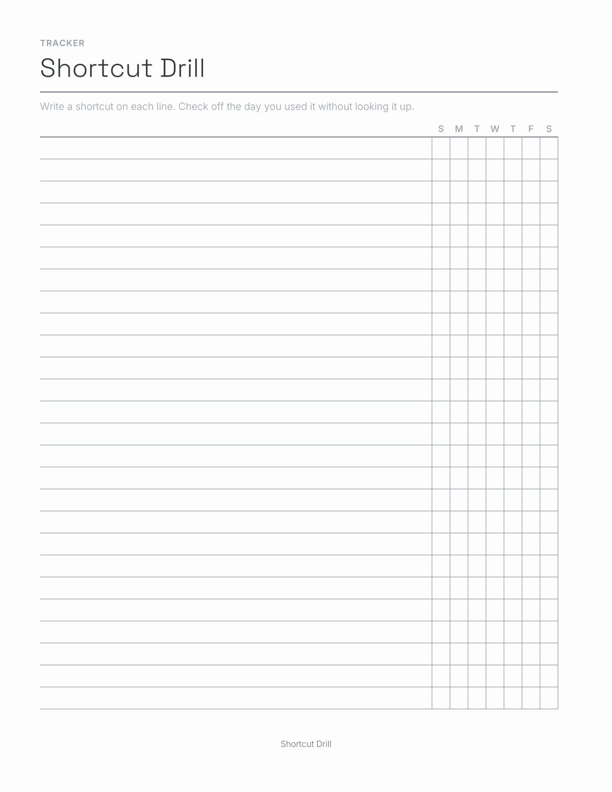 Control Key Shortcuts Planner 2027 — sample page 4