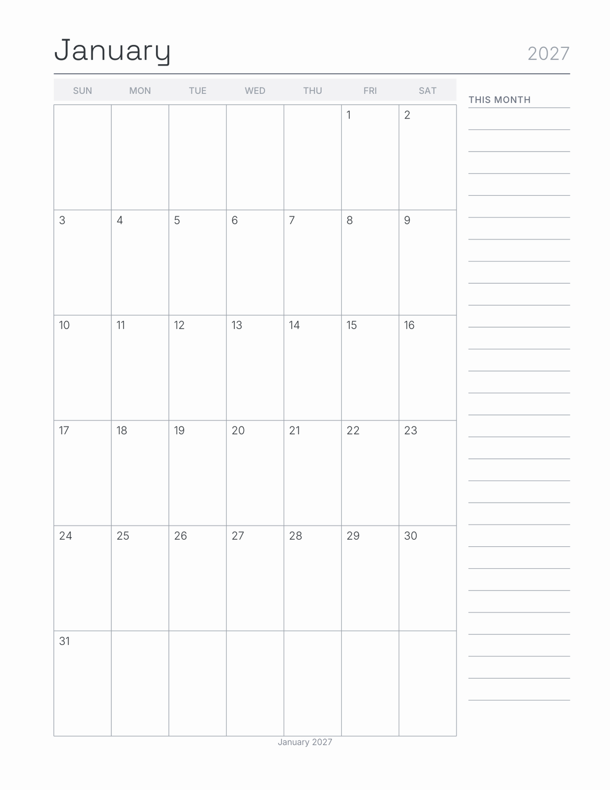 Control Key Shortcuts Planner 2027 — sample page 5