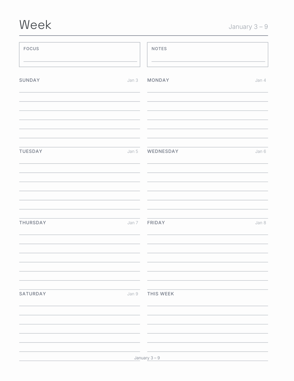 Control Key Shortcuts Planner 2027 — sample page 6