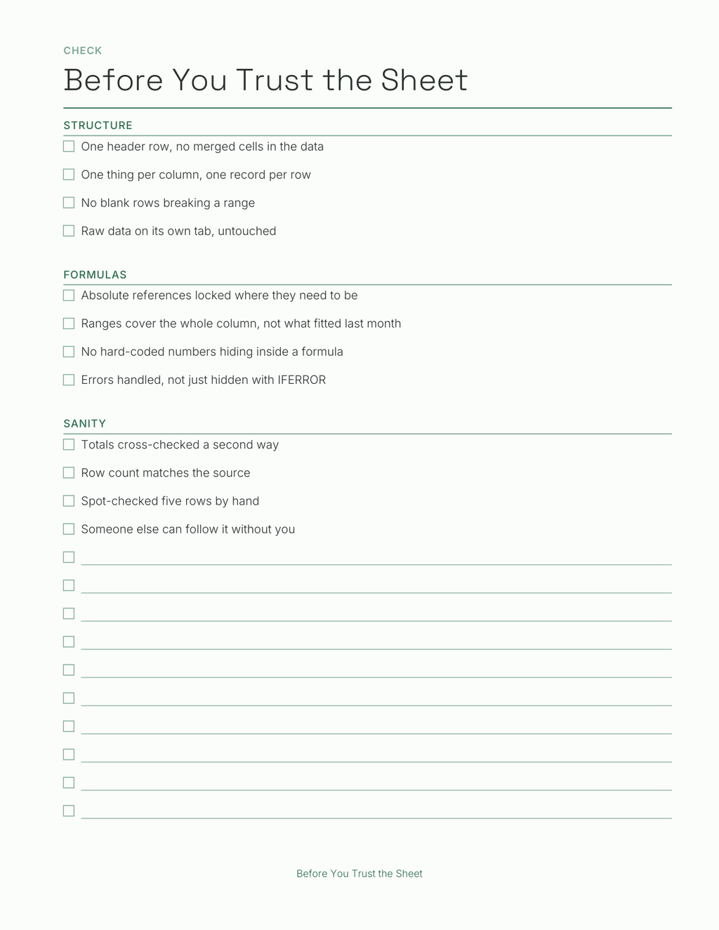 The Spreadsheet Planner 2027 — sample page 3