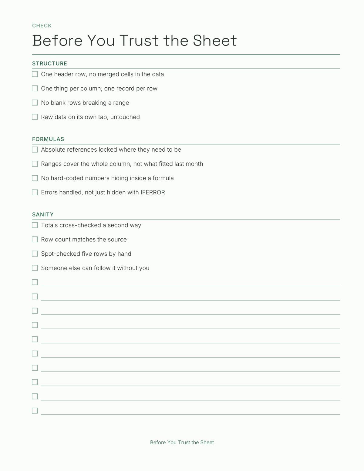 The Spreadsheet Planner 2027 — sample page 3