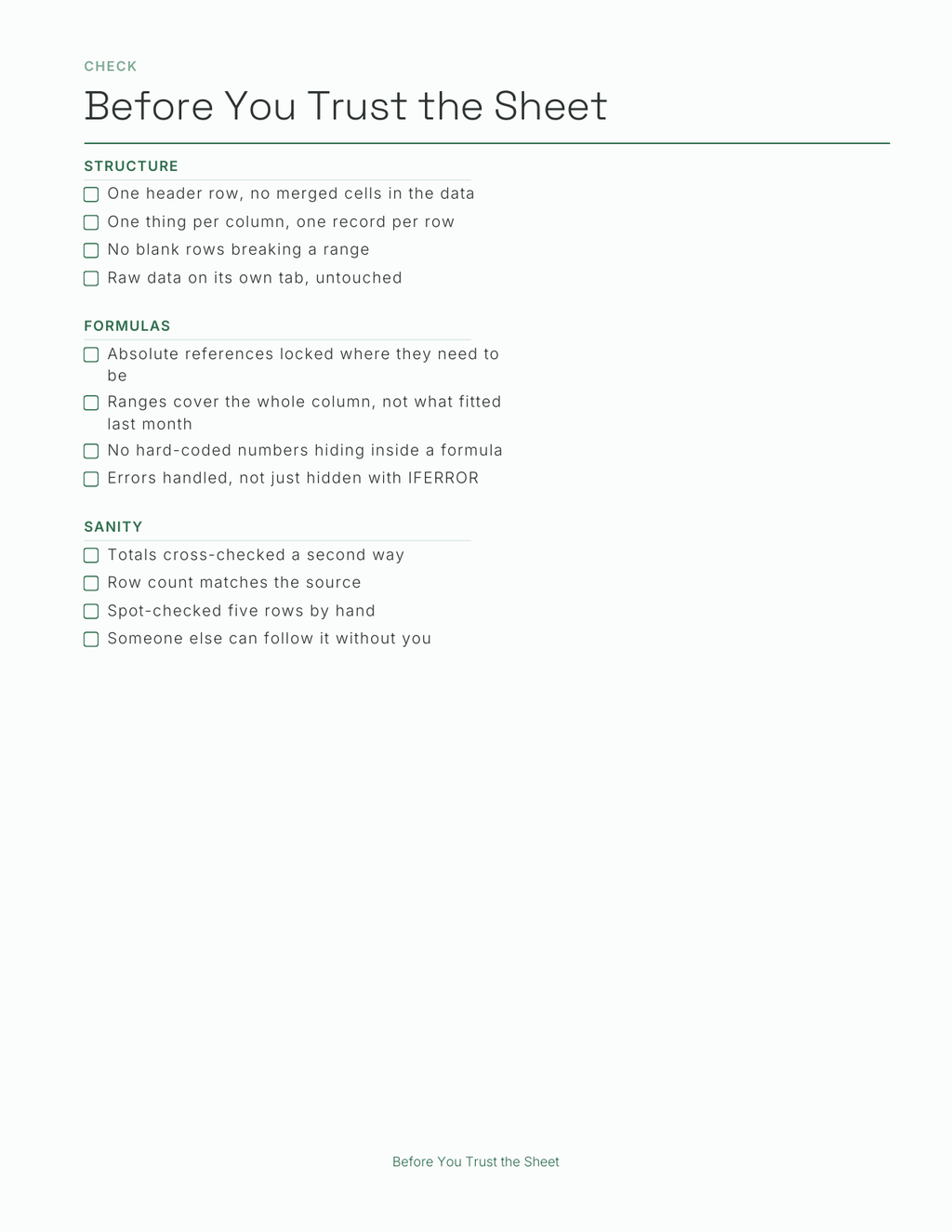 The Spreadsheet Planner 2027 — sample page 3