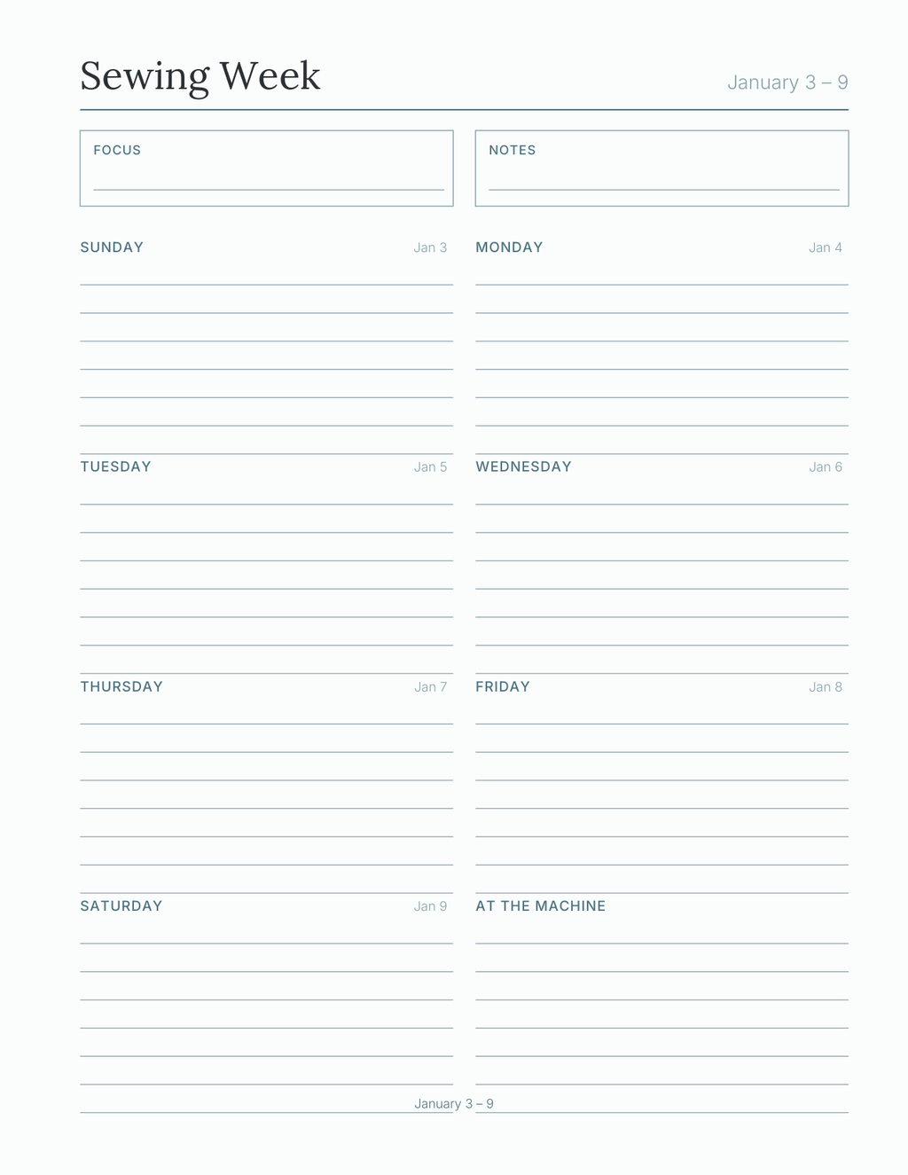 The Sewing & Quilting Planner 2027 — sample page 7