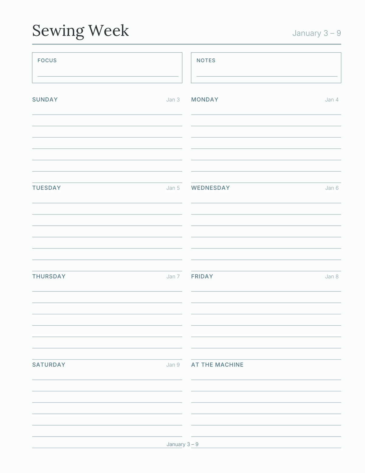The Sewing & Quilting Planner 2027 — sample page 7