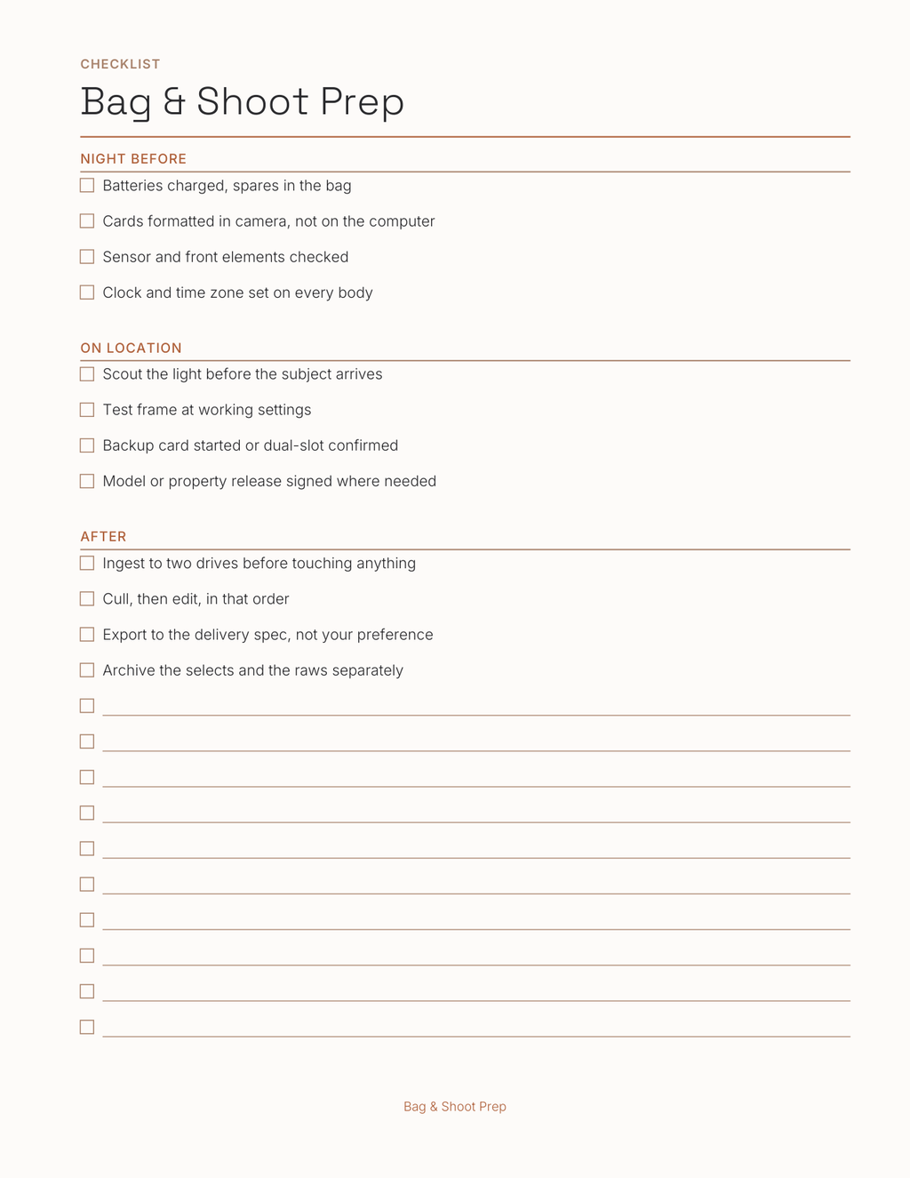 The Photography Planner 2027 — sample page 5