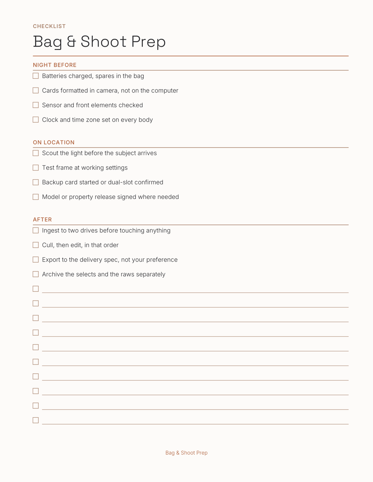 The Photography Planner 2027 — sample page 5