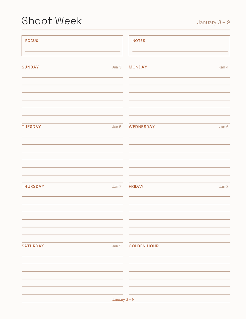 The Photography Planner 2027 — sample page 7
