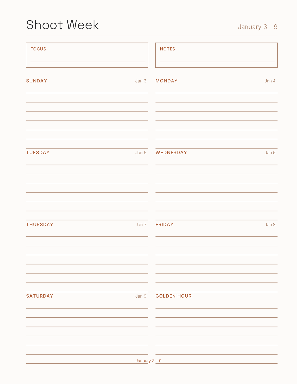 The Photography Planner 2027 — sample page 7