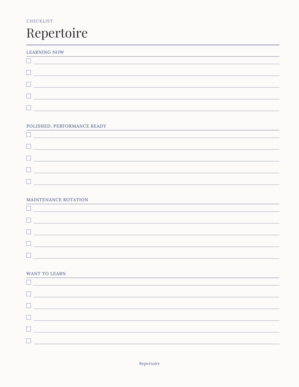 The Music Practice Planner 2027 — sample page 5