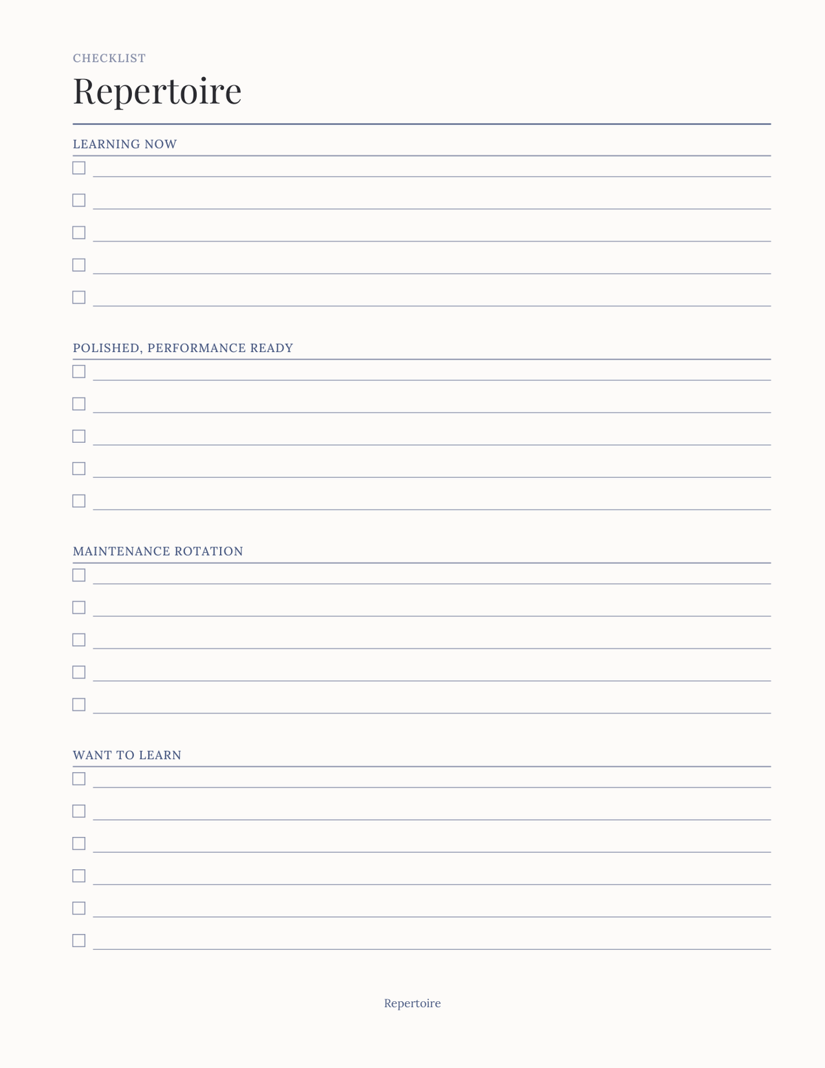 The Music Practice Planner 2027 — sample page 5